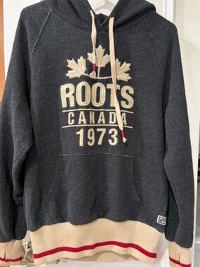 Roots Canada Hoodie Hooded Sweatshirt Vintage Cotton Men's Large
